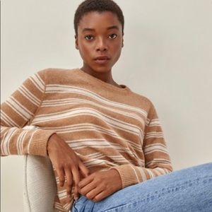 Reformation | Cashmere Boyfriend Sweater | Camel Stripe